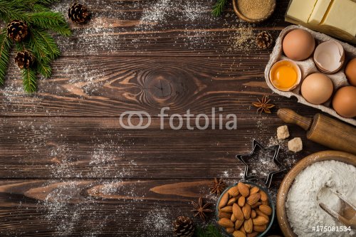 Christmas bakery background. Ingredients - 901152561