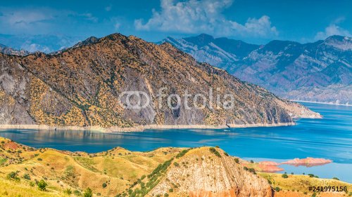 Nice view of Nurek Reservoir in Tajikistan - 901154161