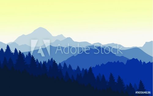 Wonderful sunset in the blue mountains.Vector illustration.