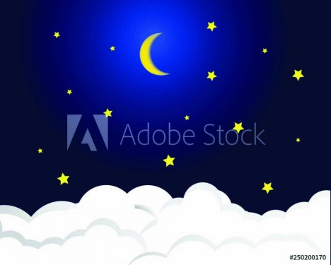 night sky with stars and moon - 901154825