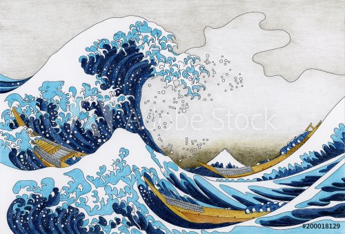 Hokusai The Great Wave Of Kanagawa adult coloring page - 901155303
