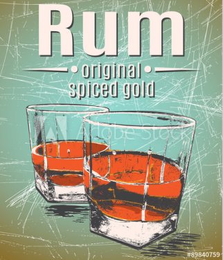 Rum in glasses on grunge background - 901155268