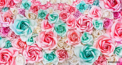 Roses de papier colorées - 901155448