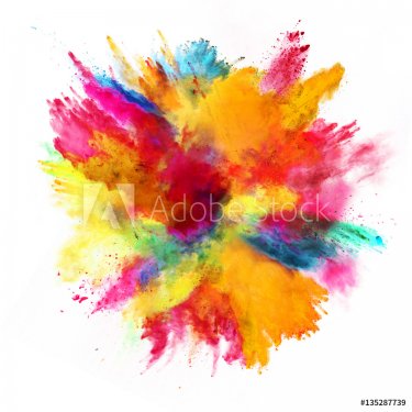 Explosion of colored powder on white background - 901155519