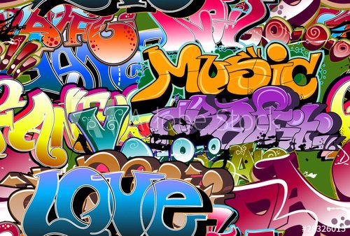 Graffiti seamless background. Hip-hop art - 901155535