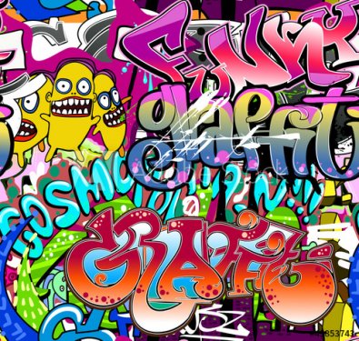 Graffiti wall. Urban art vector background. Seamless texture - 901155534
