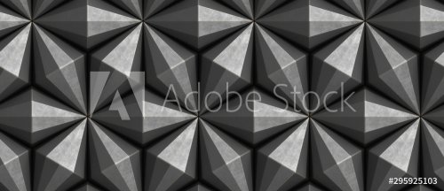 Wallpaper of 3D black faceted diamonds in a seamless pattern. Christmas ornam... - 901155523