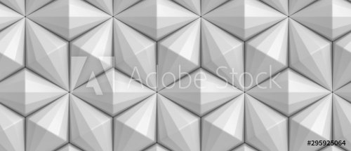 Wallpaper of 3D white faceted diamonds in a seamless pattern. Christmas ornament. High quality seamless realistic texture.
