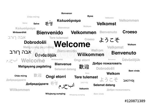 Welcome phrase in different languages of the world