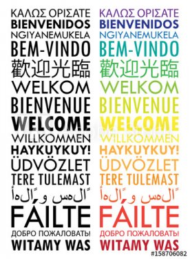 WELCOME Vertical Banner Tag Cloud translated into many languages - 901155578
