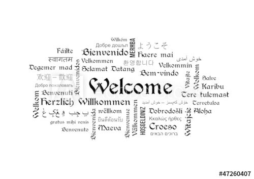 Bienvenue - Welcome - Wordcloud Wörter - Begrüßung - 901155573