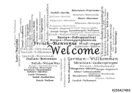 Word Tag Cloud, shows equivalents of 'Welcome' - 901155589