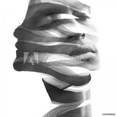 Paintography. Double Exposure portrait of an attractive man's face combined w... - 901155755