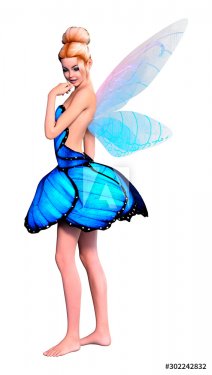 3D Rendering Fantasy Fairy on White - 901155888