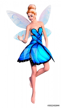 3D Rendering Fantasy Fairy on White - 901155889
