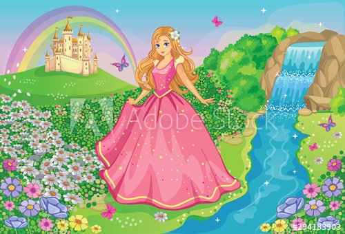 A beautiful Princess in a pink dress. Fairytale and romantic story - 901155908