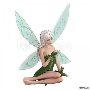 Beautiful fairy isolated on white, 3d render.