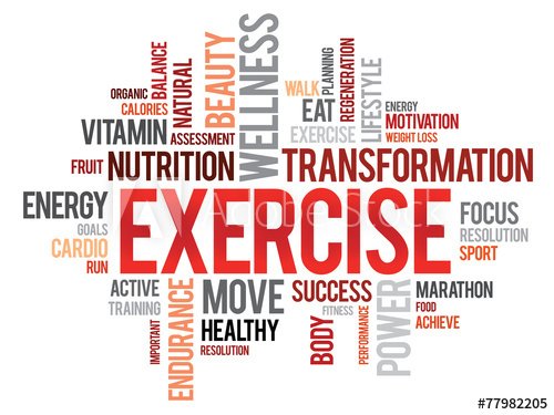 EXERCISE word cloud, fitness, sport, health concept