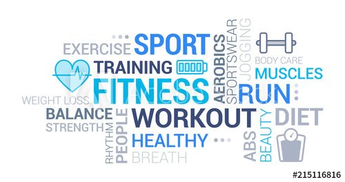 Fitness, sport and wellness tag cloud