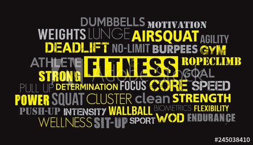 Fitness word cloud concept text is outline