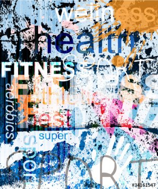FITNESS. Word Grunge collage on background. - 901155806