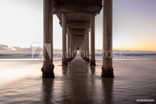 Scripps Pier Soft Water Natural Colors Sunset - 901155938