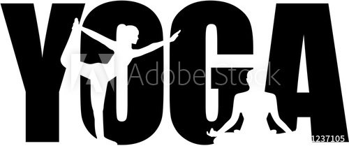 Yoga word with silhouette cutouts - 901155808