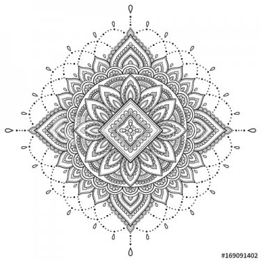 Circular pattern in the form of a mandala. Henna tatoo mandala. Mehndi style.... - 901156076