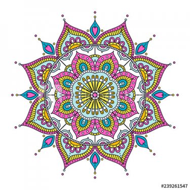 Vector hand drawn doodle mandala. Ethnic mandala with colorful tribal ornamen... - 901156073