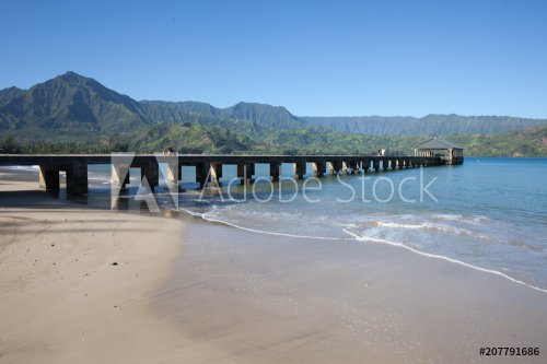 Concrete Pier of Hanalei, Kauai, Hawaii - 901156081