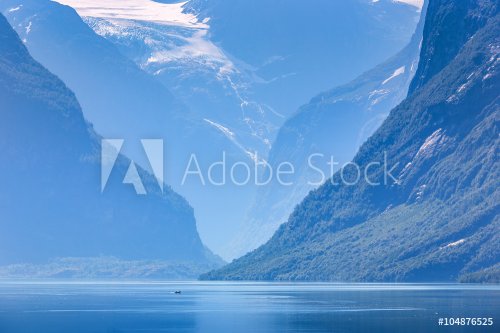 Lovatnet lake, Norway, Panoramic view - 901156174