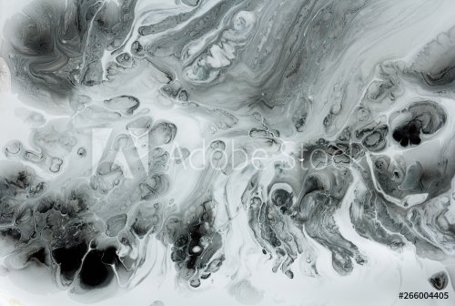 monochrome abstract marble background, mixing black white paints - 901156112