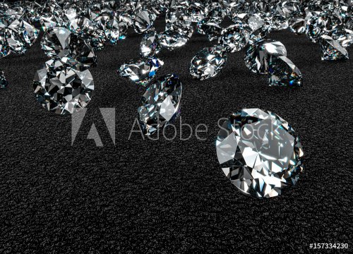 3D Rendering of Diamonds on Black Luxury Carpet Surface - 901151405