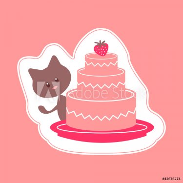 A card with kitty and cake