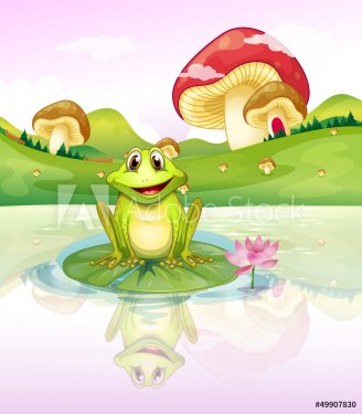 A frog watching his reflection from the water - 901137806