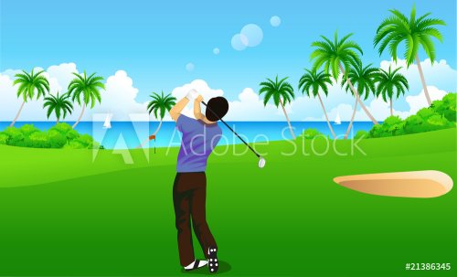 A man playing golf - 900461282