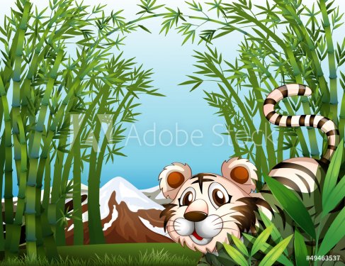 A tiger in a bamboo forest - 901137802