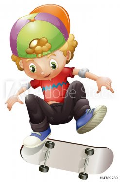 A young man skateboarding - 901142497