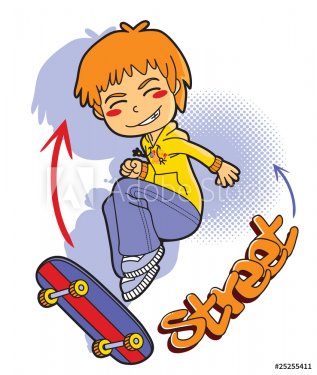 A young skater boy jumping on skateboard