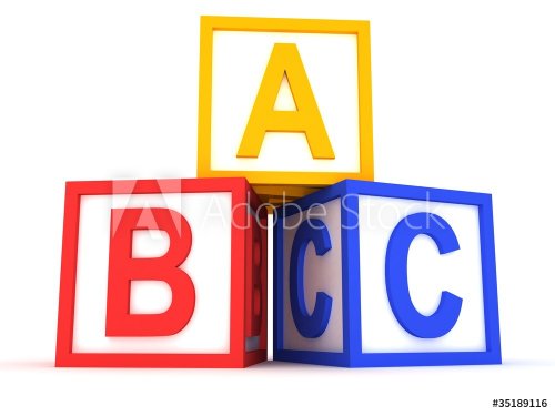 abc yellow, red and blue blocks