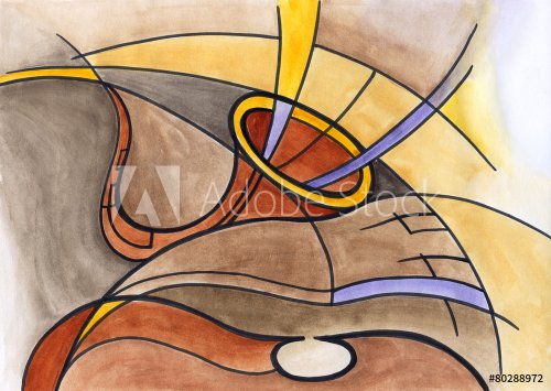 Abstract art design with trump and contrabass - 901146445