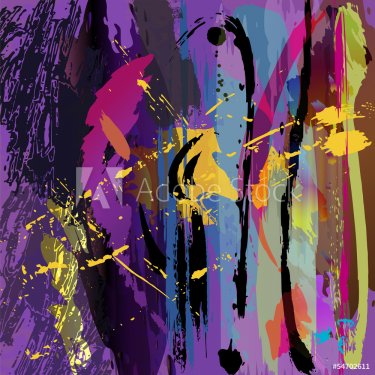abstract background, w. paint strokes + splashes - 901140468