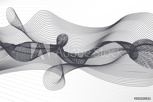 Abstract background with dynamic linear waves. Stylized lines element for des... - 901151474