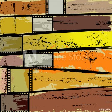 abstract background with paint strokes, splashes and film strips - 901140465