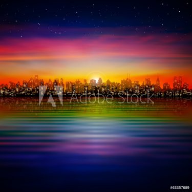 abstract background with silhouette of city - 901142342