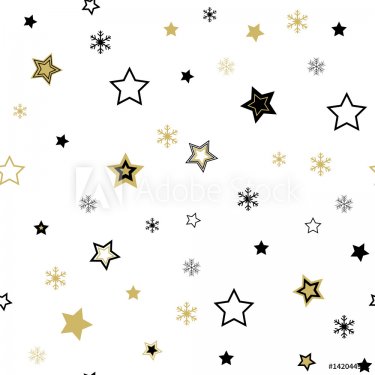 Abstract beauty Christmas and New Year gold star Seamless Pattern background. Illustration
