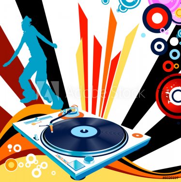 abstract design with turntable and silhouette - 900461243
