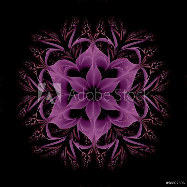 Abstract fractal image resembling a puffed colorful star flower