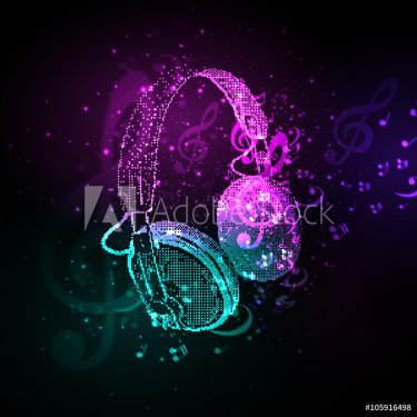 Abstract Headphones cover with note easy all editable