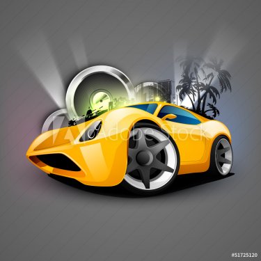 Abstract Musical Car with speakers. - 901138699